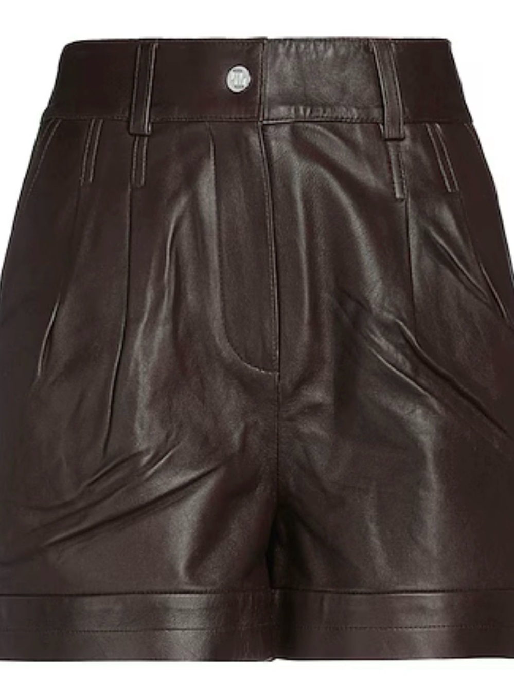 Maje Dark Brown High-Waist Faux Leather Shorts
